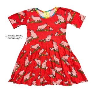Coddi & Womple 5Y Organic Poppy The Puddle Pig Dress
